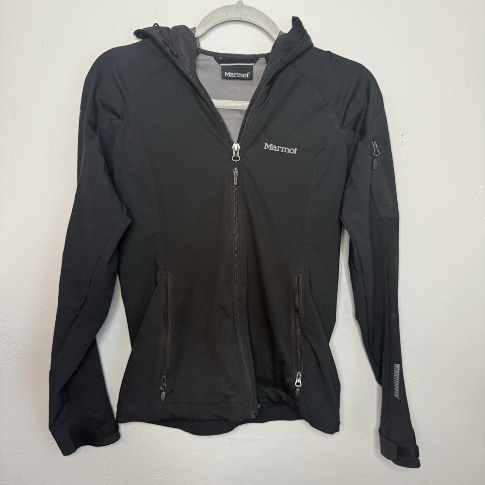Marmot Womens Hooded Softshell Jacket Black Windstopper Black XS Lightweight